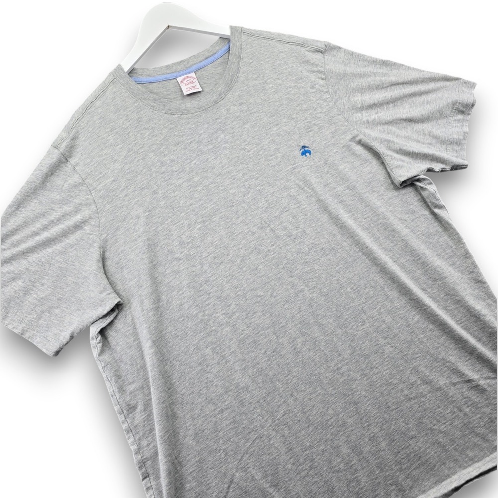 Brooks Brothers Mens 2XLT Gray Supima Cotton Short Sleeve Logo T-Shirt 2XL Tall